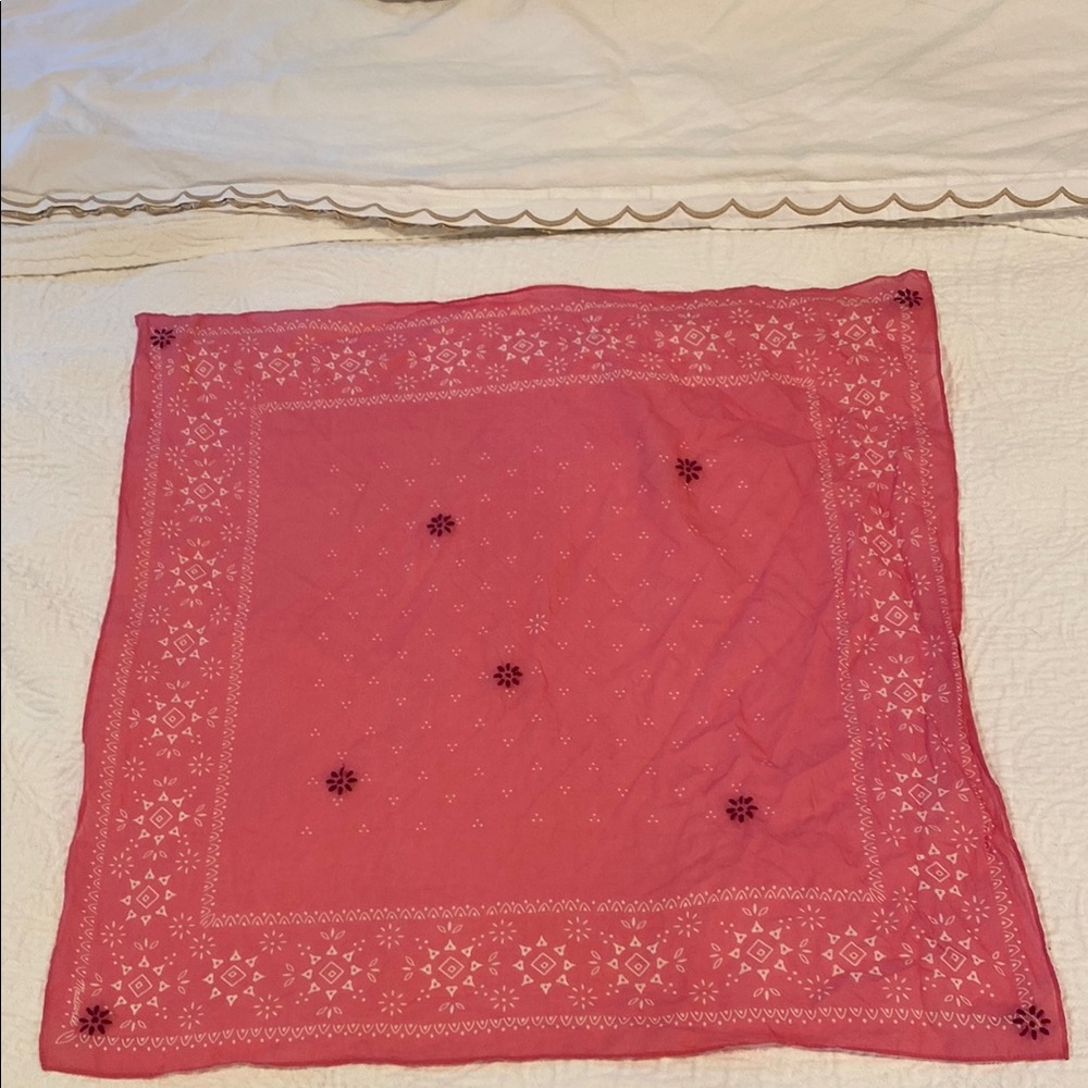 Madewell Pink Bandana with White and Purple Accents